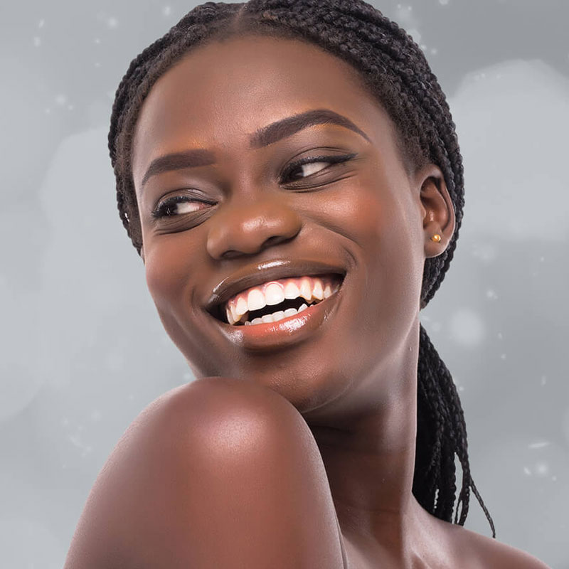 Woman smiling after med spa treatment