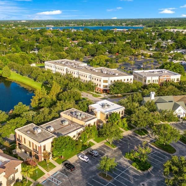 Aerial view of a residence near Winter Park Laser & Anti-Aging Center in Baldwin Park, FL.
